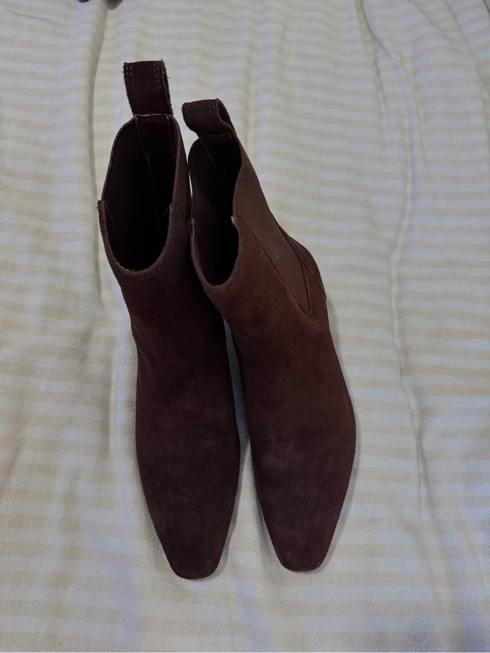 Madewell Dark Brown Suede Pointed-Toe Chelsea Booties